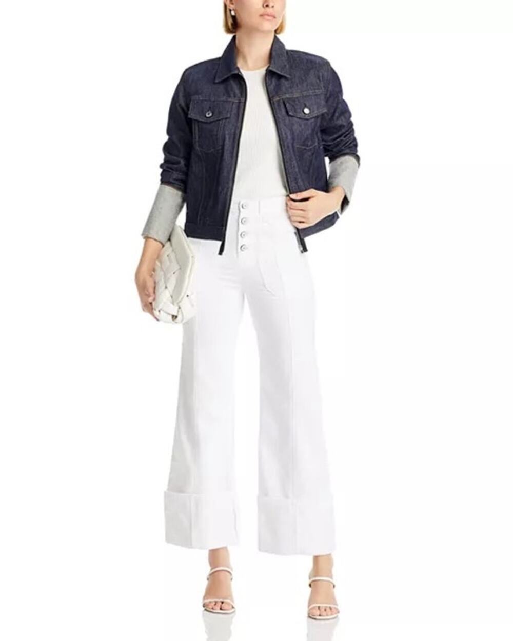 Cinq à Sept Womens 4 Benji Twill Cotton Blend Cuffed Flare Pants Minimalist